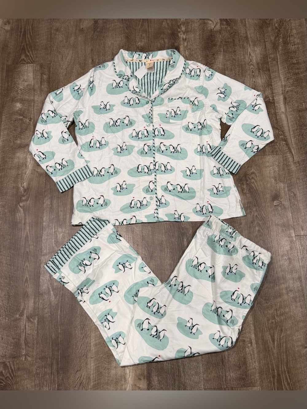 Munki Munki ladies womens flannel PJ set Snowman Penguin Christmas set size XXL.